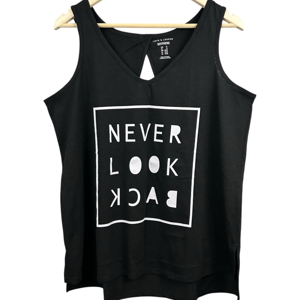 Love & Legend Boyfriend Black Graphic Tank Top Plus Size 1X